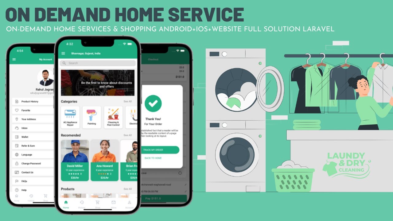 On Demand Home Services & Shopping Android+iOS+Website Full Solution Laravel